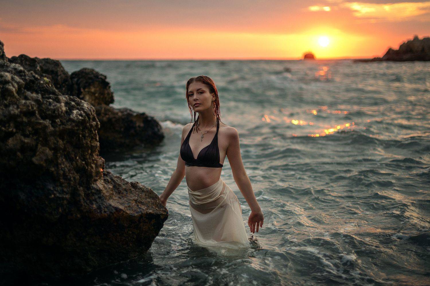 женский портрет, море, закат,, Богатырева Ксения