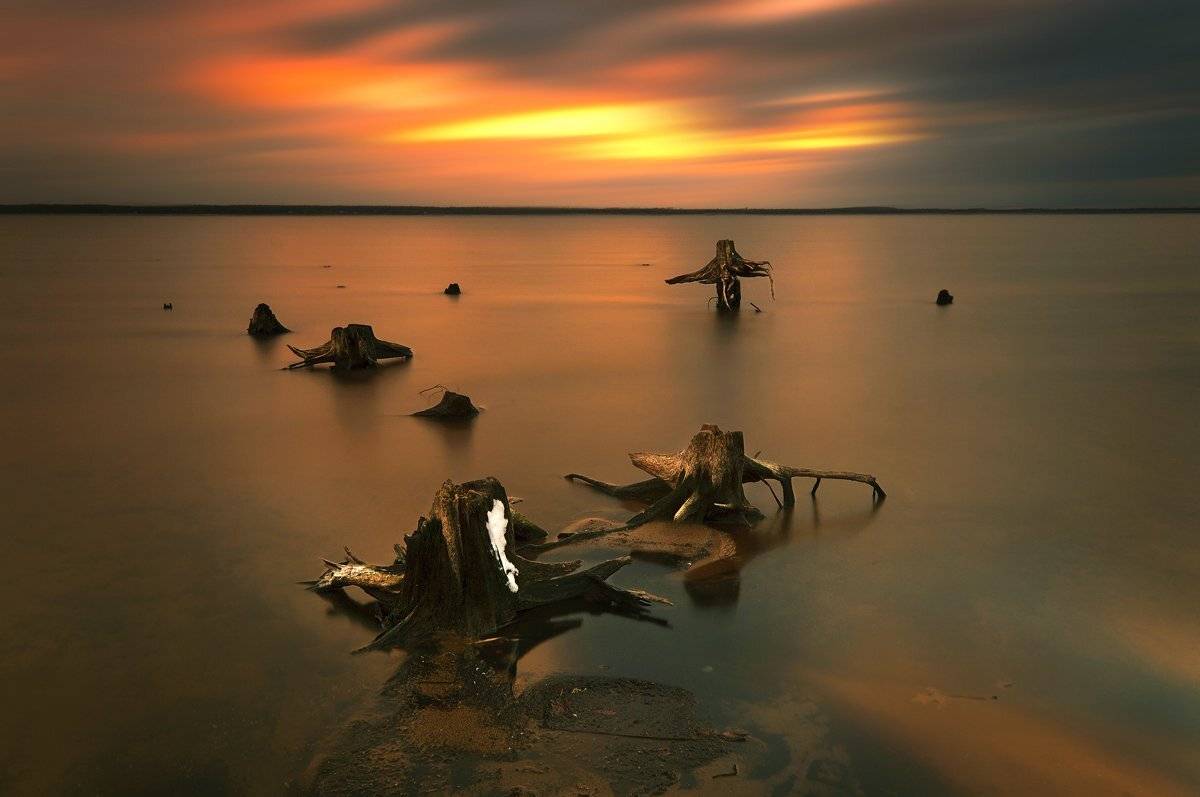Clouds, Long exposure, Snow, Sunset, Water, Robert