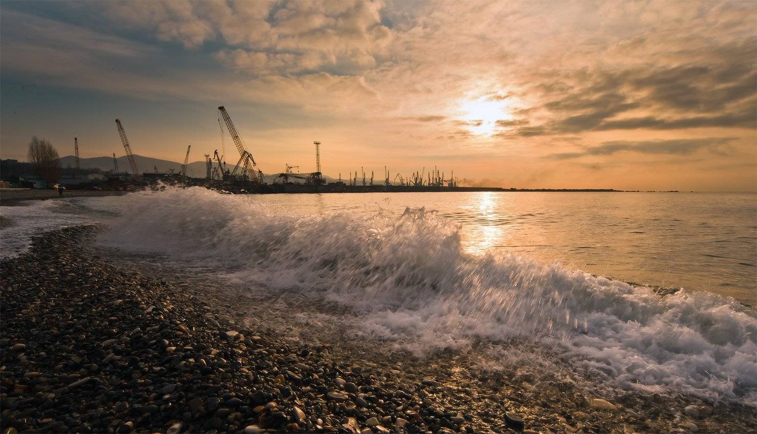 туапсе, порт, утро, январь, Николай Мысливцев