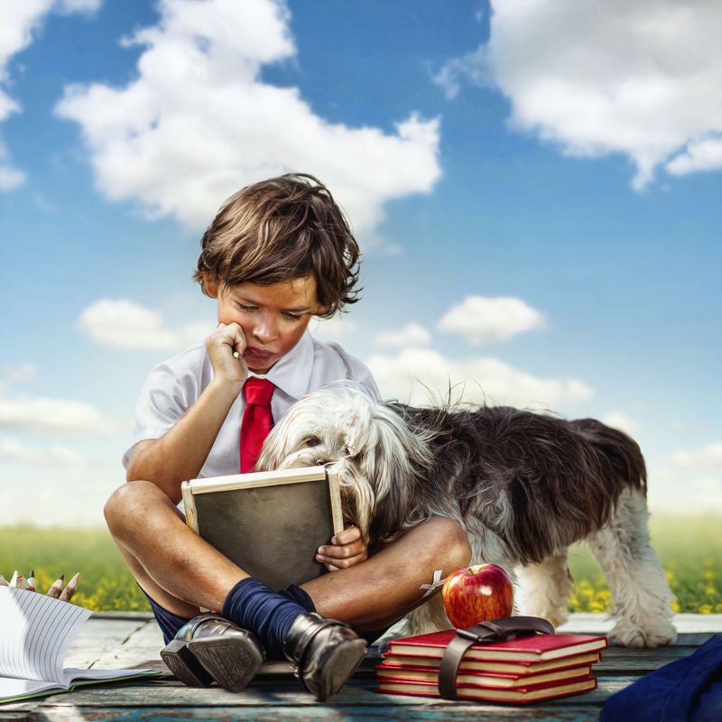 kids Time to study with my puppy фото превью