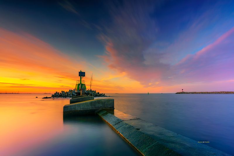 sea, landscape, Baltic Sea, water, sunset sky, breakwater Морские истории. фото превью