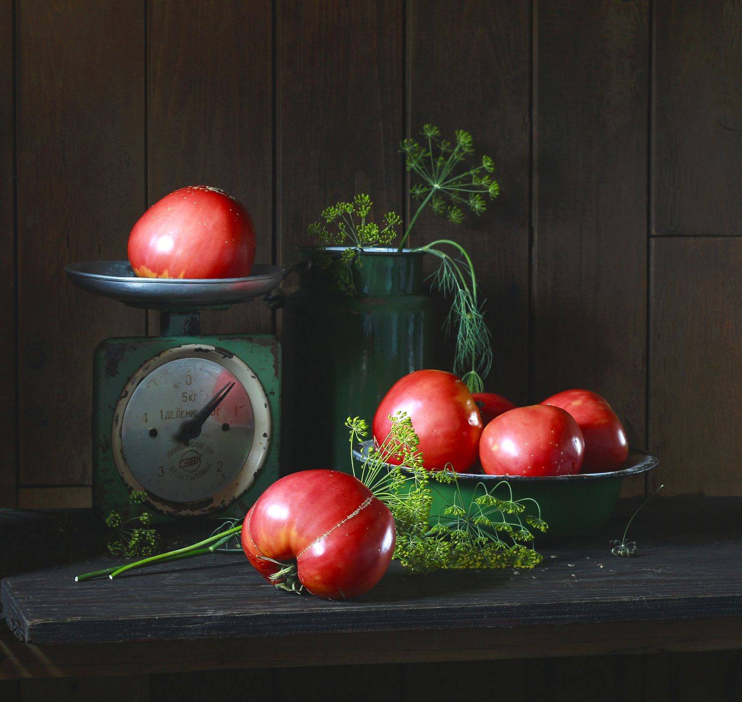 натюрморт, фотонатюрморт, лето, овощи, помидоры, томаты, укроп, весы, наталья казанцева, Наталья Казанцева