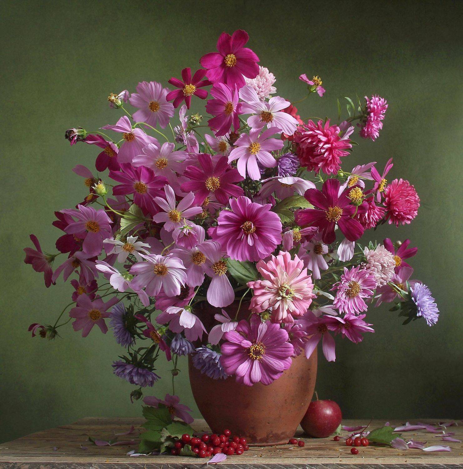 лето,  цветы, натюрморт, марина филатова, космея, Марина Филатова