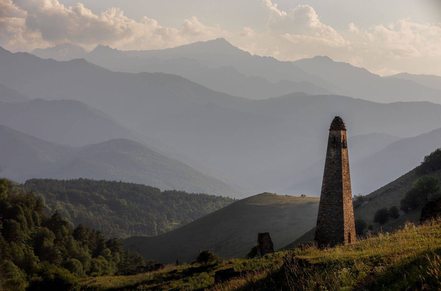 russia, ingushetia, tower, watch tower, landscape, mountains, Roman Bevzenko