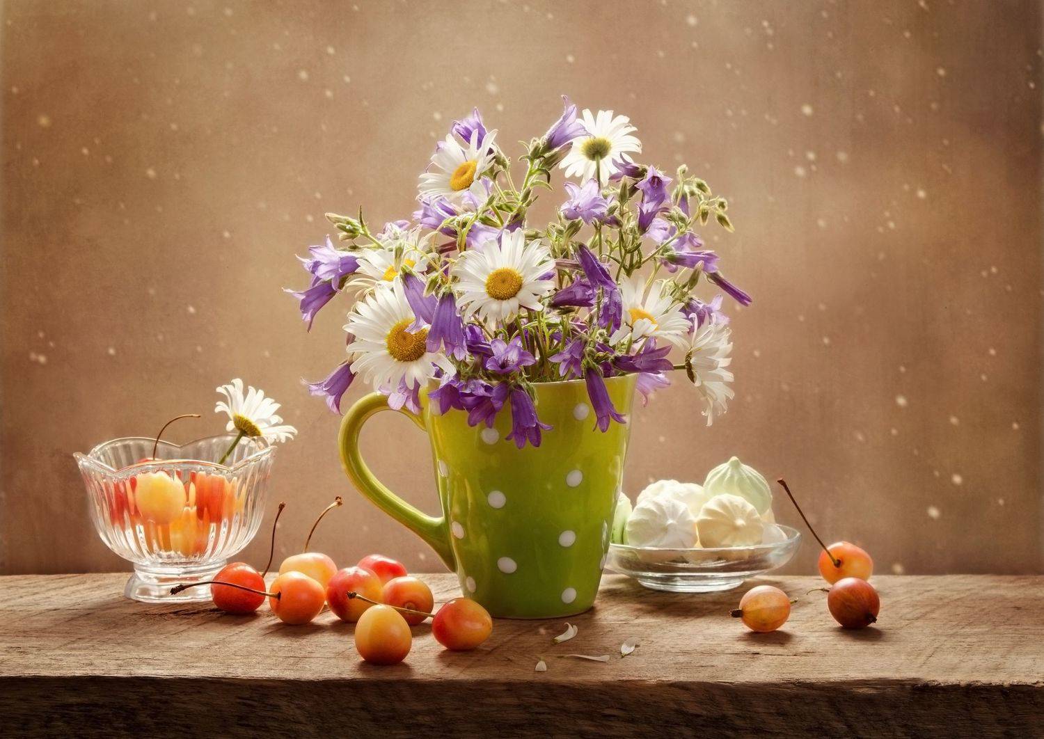 натюрморт, цветы, фрукты, Ольга Коцарева