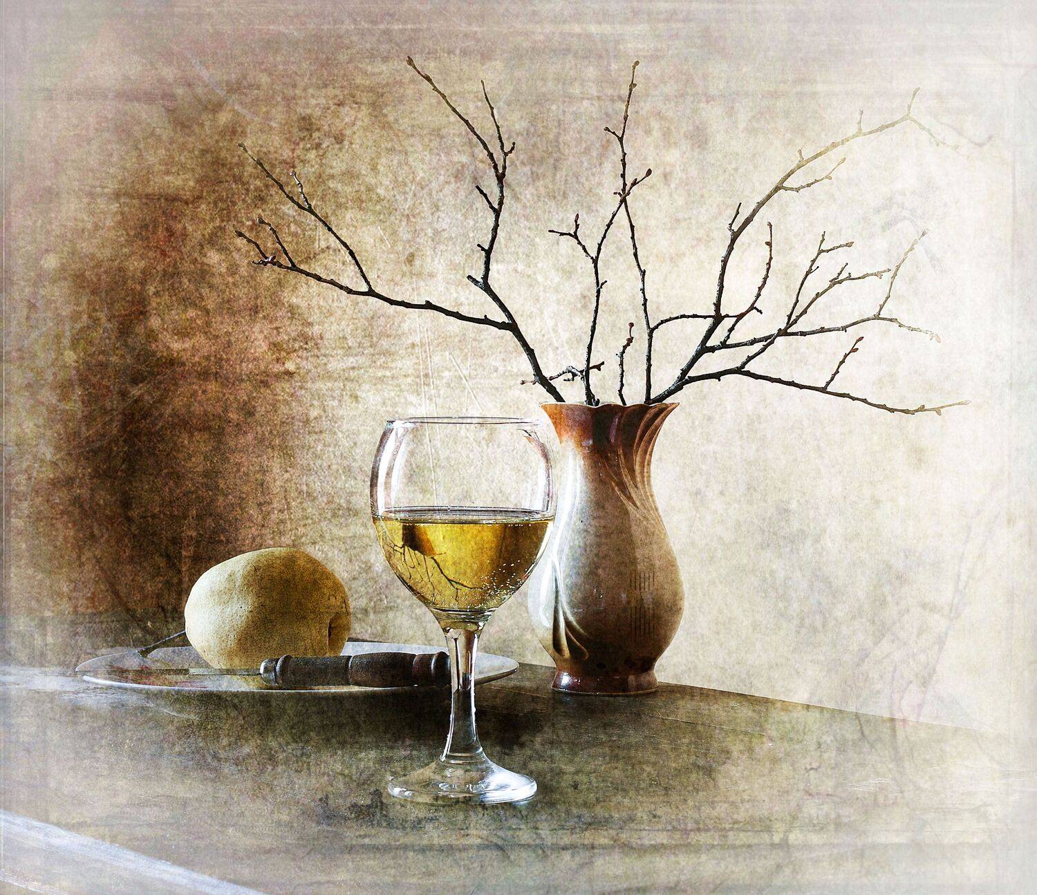 веточки, груша, бокал, Оксана Евкодимова