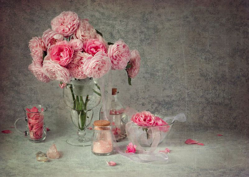 натюрморт, розы, цветы, винтаж, шебби Розы в вазе фото превью