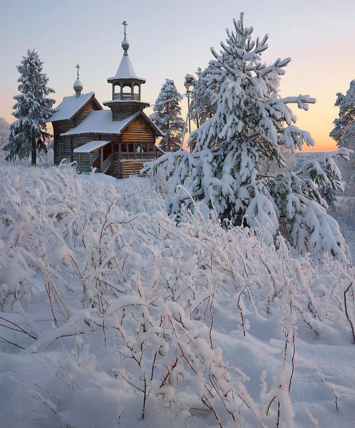 зима, часовня, карелия, мороз, снег, Петр Косых