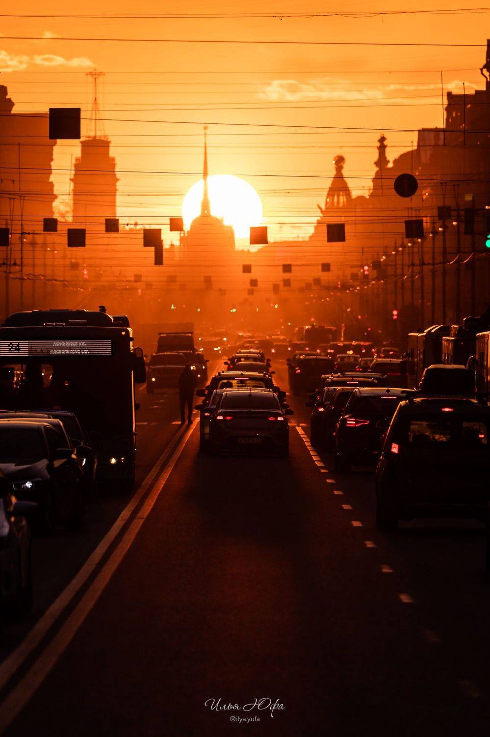 закат, Невский, Санкт-Петербург, город, улица, Илья Юфа