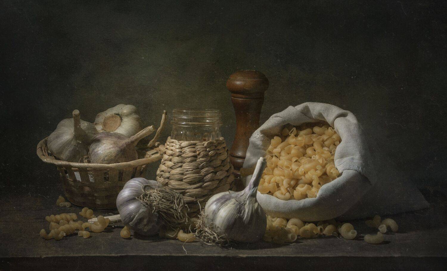 макароны,чеснок,рустик,банка, стекло,текстура,перечница,кухня,домашний, Владимир Володин