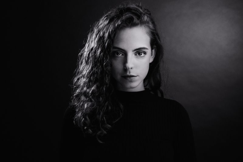 beauty, female, woman, eyes, black, white, studio, portrait, canon, godox, hair, nose, lips R o s a фото превью