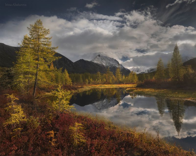 Колыма, Магадан, озеро Джека Лондона, осень Отражения в протоке ручья Неведомый фото превью
