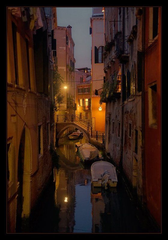 венеция, город, ночь Атмосфера вечернего города фото превью