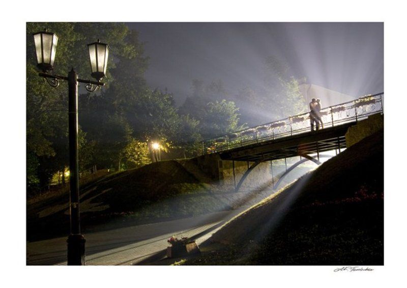 ночь, мост, улица, фонарь... фото превью