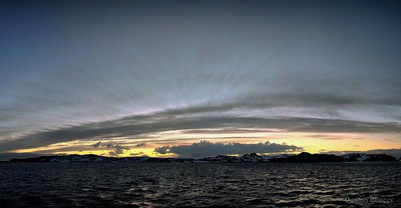 антарктика, бухта ардли. Вечереет фото превью