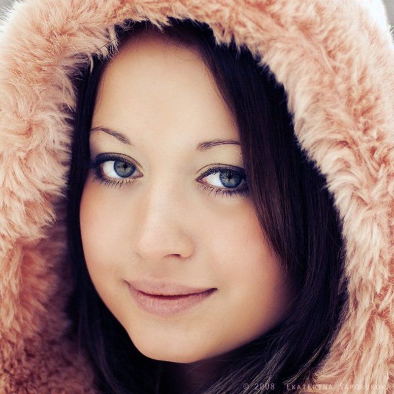 девушка, зима, снег,портрет  фото превью