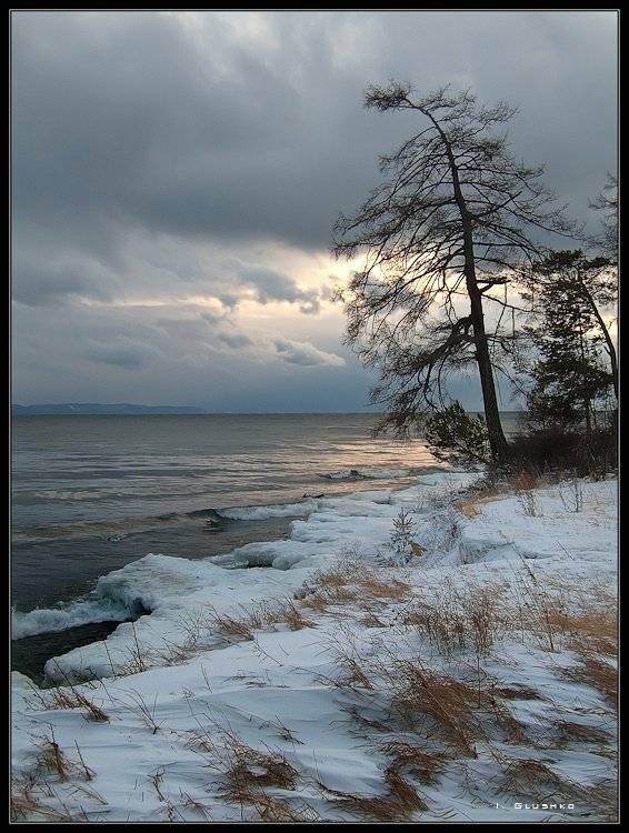 байкал, зима, снег, море, закат, Игорь Глушко