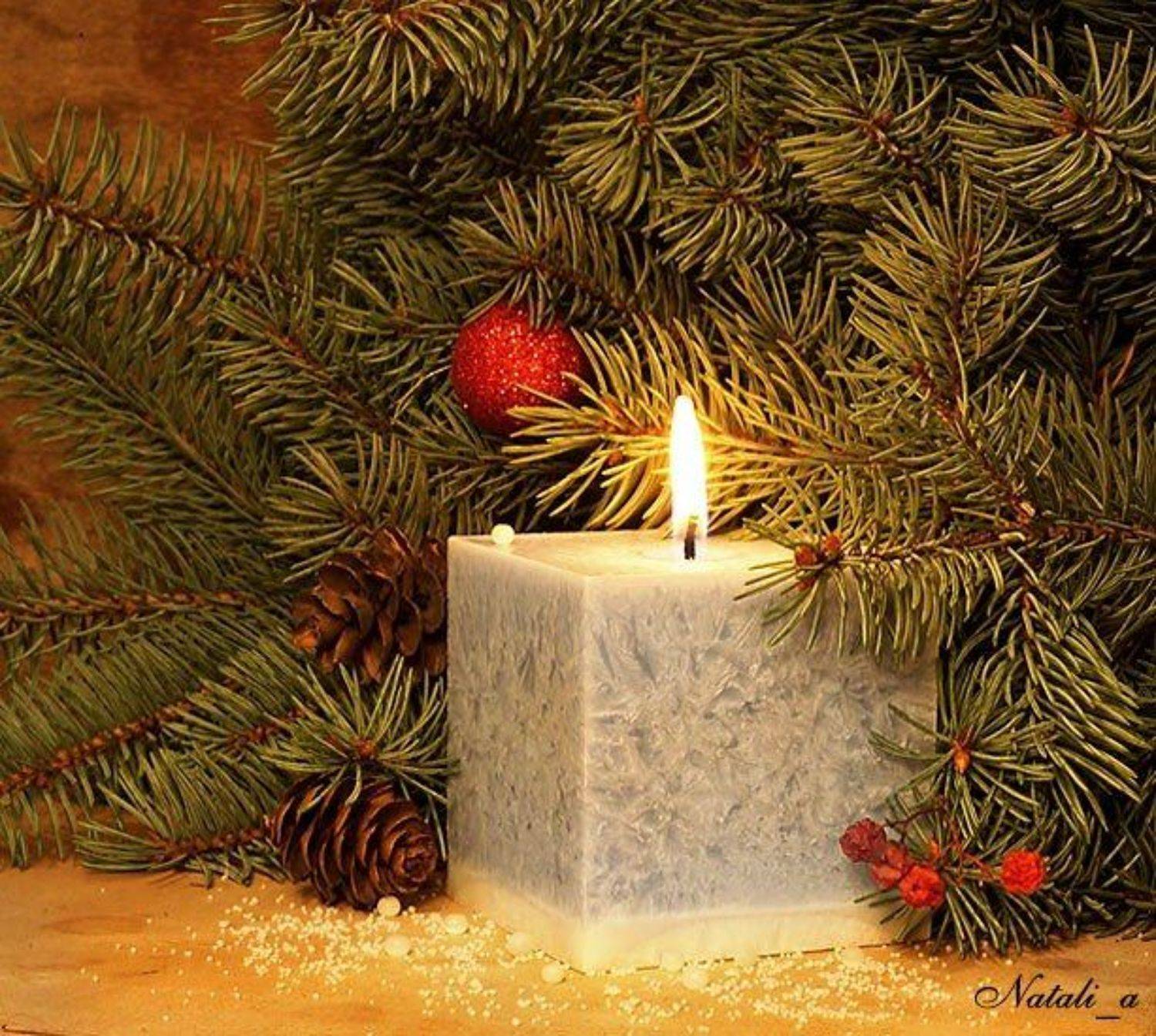 с, новым, годом, открытка, ель, свеча, огонь, пламя, Natali_a