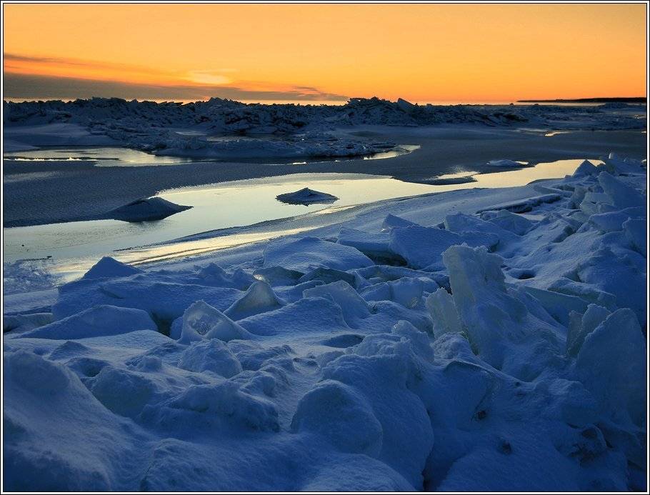 закат, зима, финский, залив, лёд, Григорий Иващенко