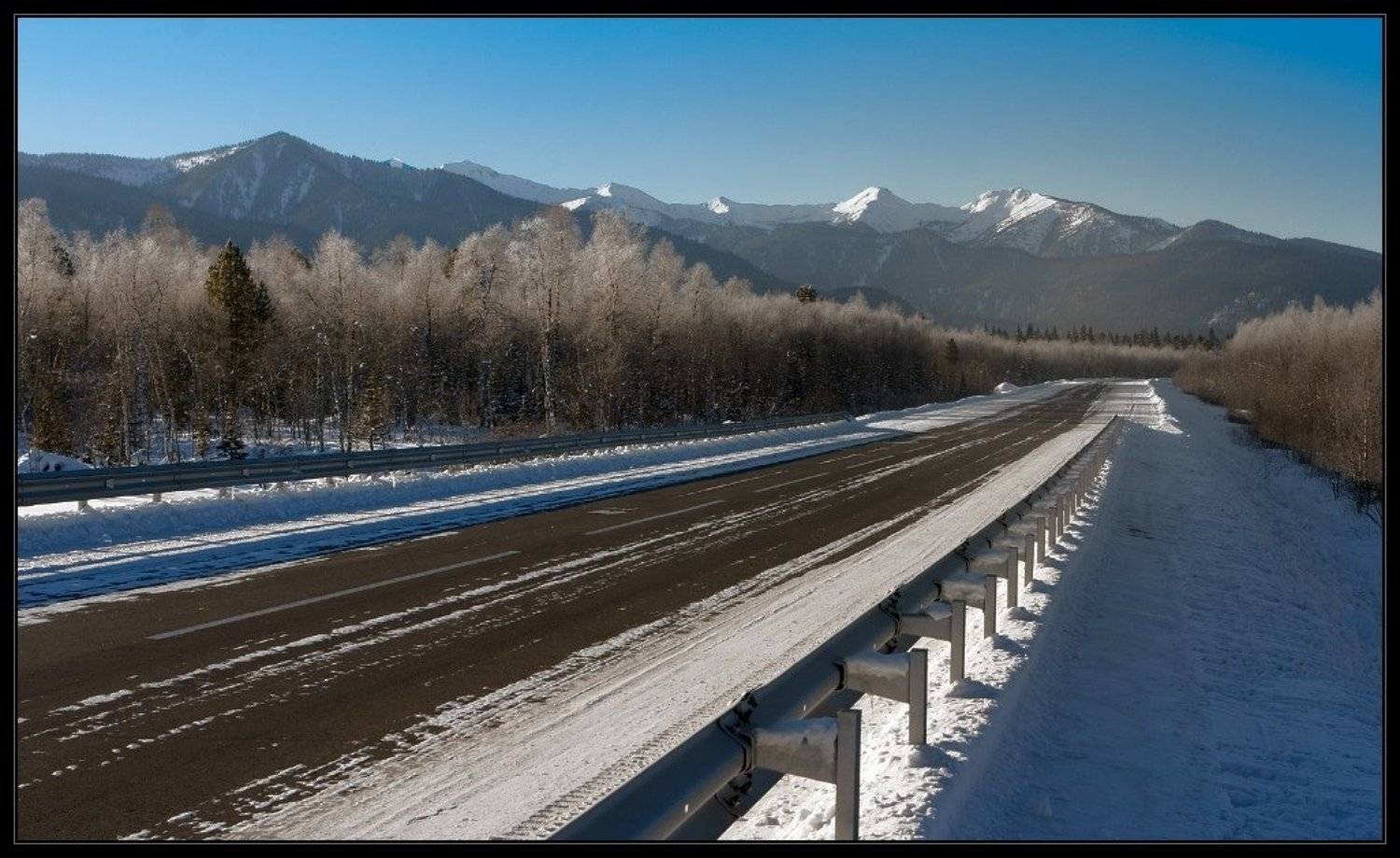 зима, дорога, горы, i_GO