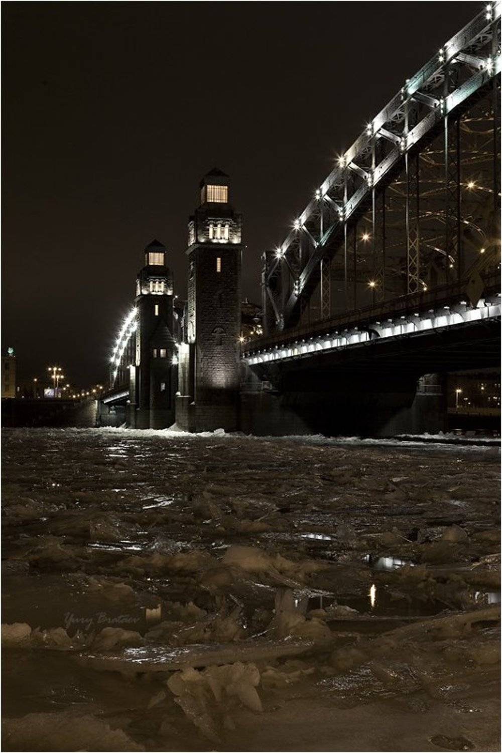 нева, зима, большеохтинский, мост, Братаев Юра