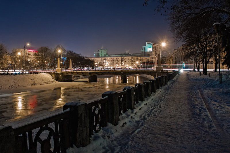 Вечер снег, Город зима Зимний вечер фото превью