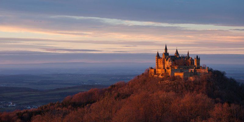 Германия, Гогенцоллерн, Закат, Замок, Пейзаж, Путешествие Его Величество Гогенцоллерн фото превью