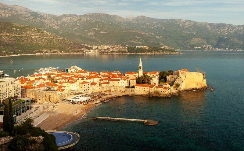 Адриатика, Будва, Европа, Старый город, Черепичные крыши, Черногория  фото превью