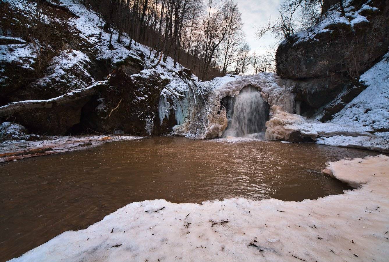 январь, адыгея, водопад, руфабго, Николай Мысливцев