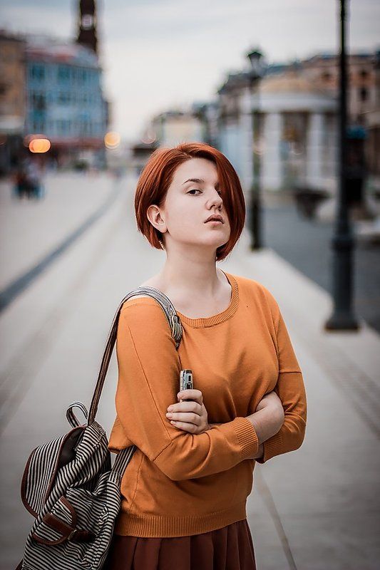 Девушка, Лес, Чб  фото превью