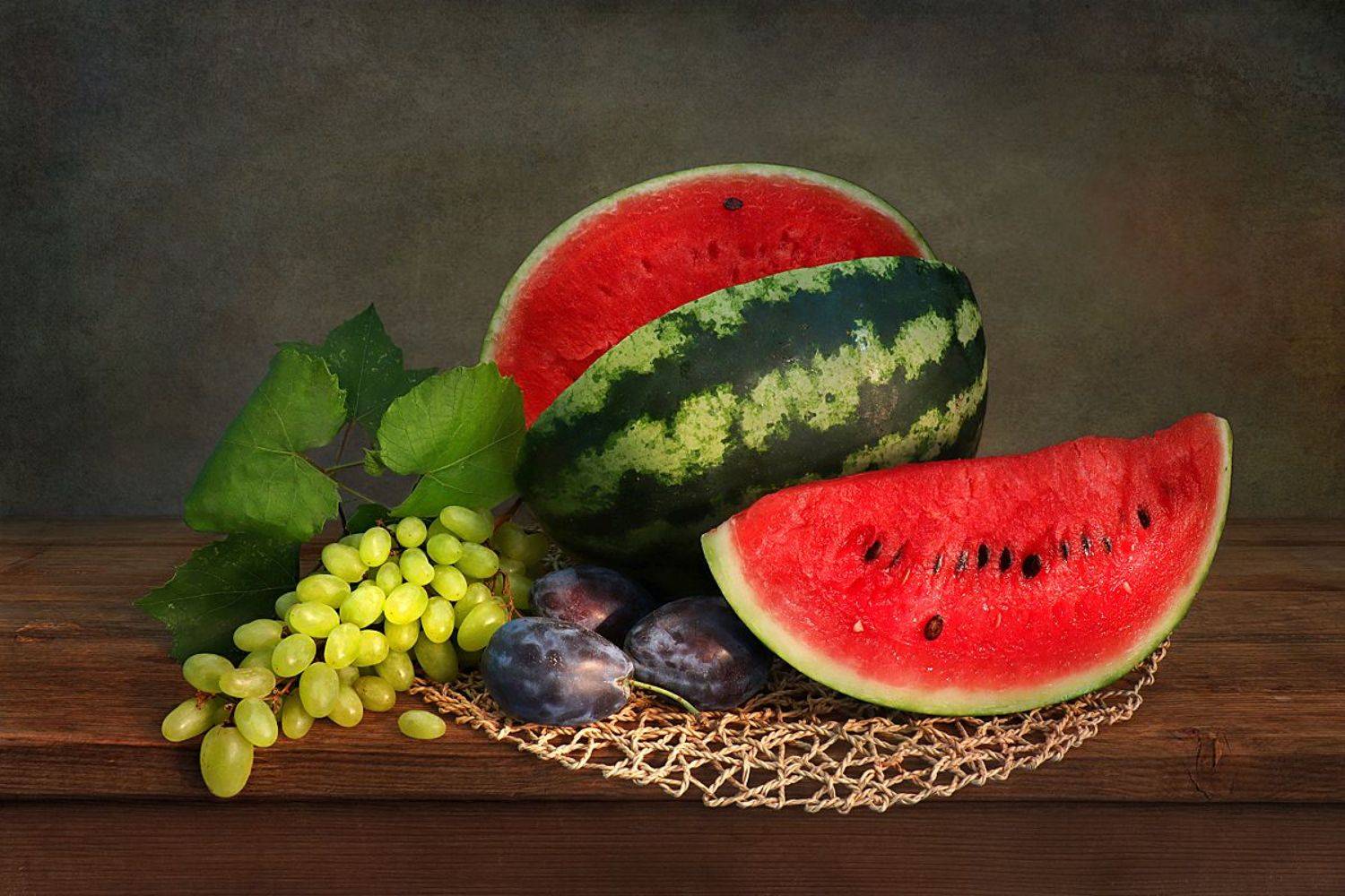 натюрморт,арбуз,виноград,сливы, Алла Шевченко