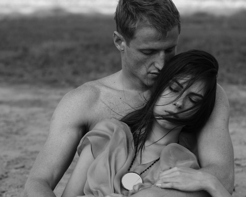 девушка, парень, портрет, чб  *** фото превью