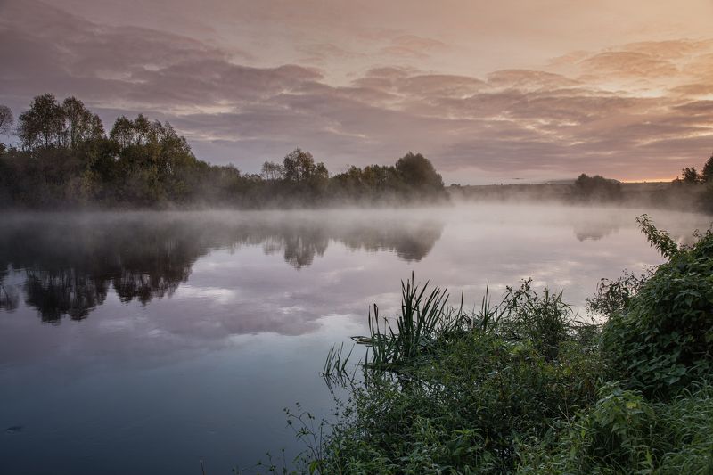 russia, river, landscape, dawn, sunrise, mist, fog Dawn at Sura River II фото превью