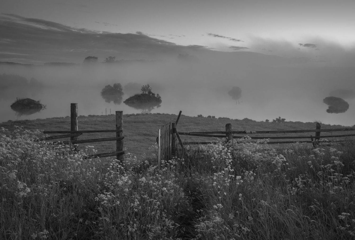сумерки туман река околица калитка, Александр Архипкин