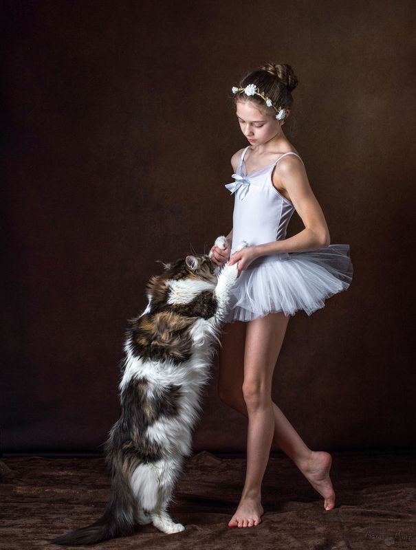 балет, детский балет, балерина  тренировка с другом фото превью