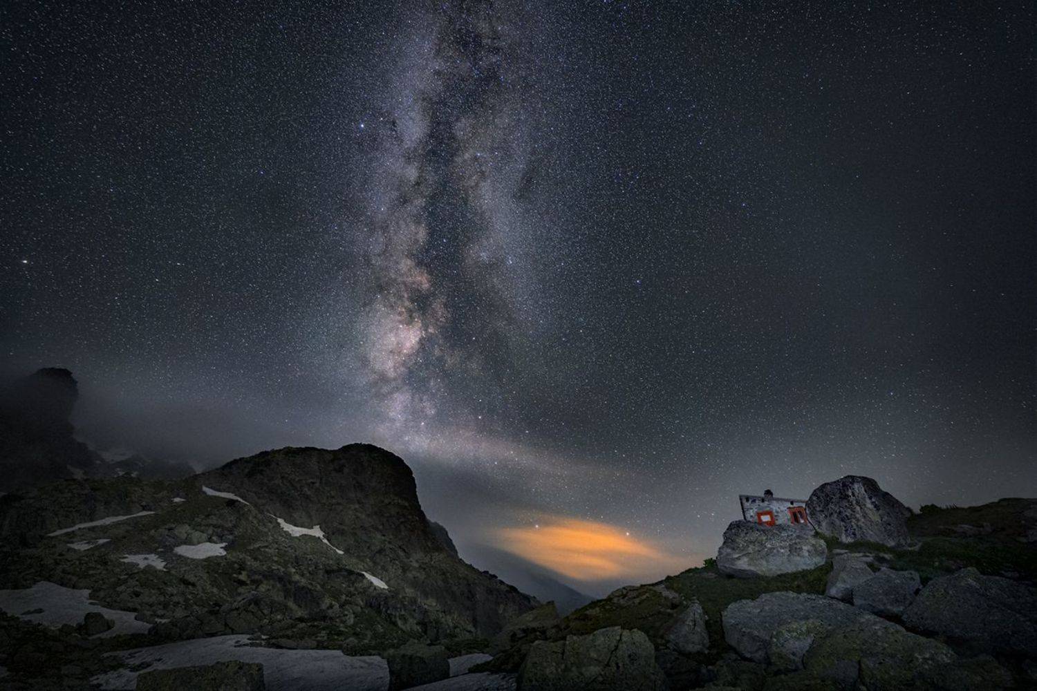 landscape nature scenery night milkyway lake reflection colors snow mountain peak пейзаж горы озеро, Александър Александров
