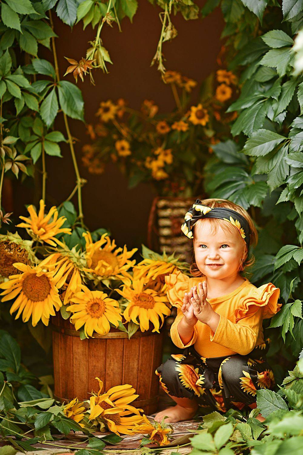 Подсолнухи девочка желтый цветы дети радость, Анастасия Алексеева