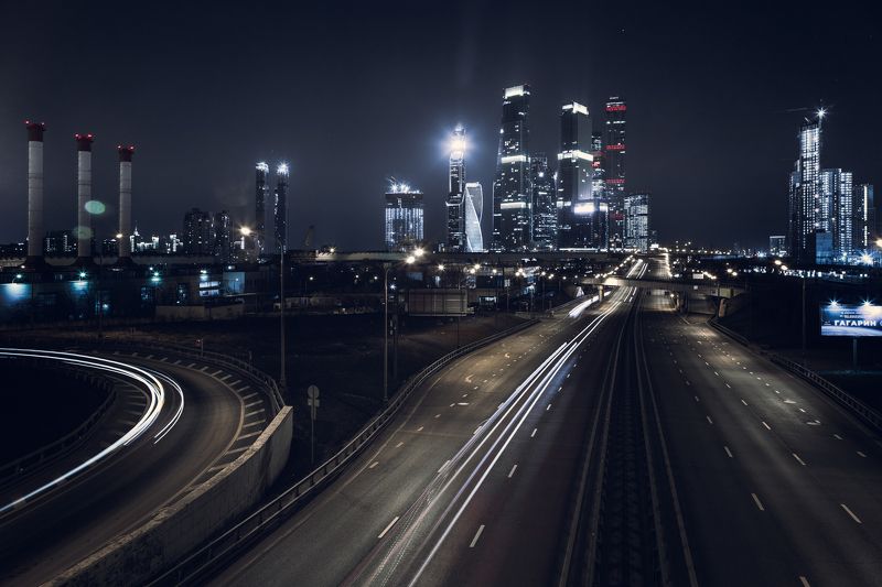 Москва дорога архитектура ночной пейзаж Дорога в Москву. фото превью