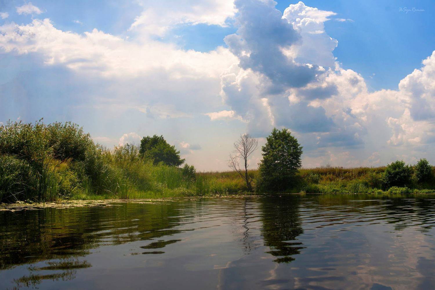 лето, река, берег,пейзаж ,лодка, Roma  Chitinskiy