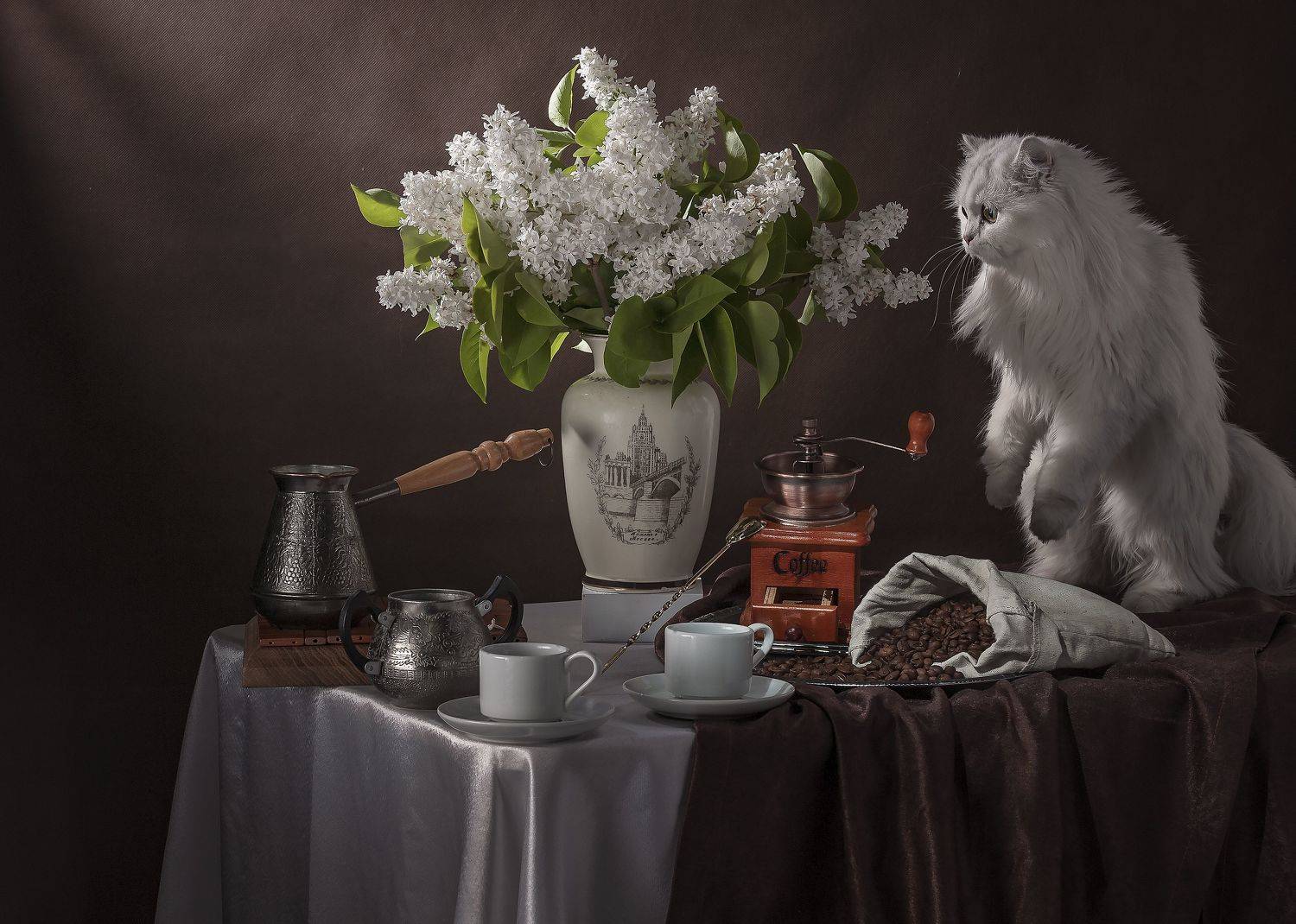 букет, сирень, кошка, Алексей Кошелев