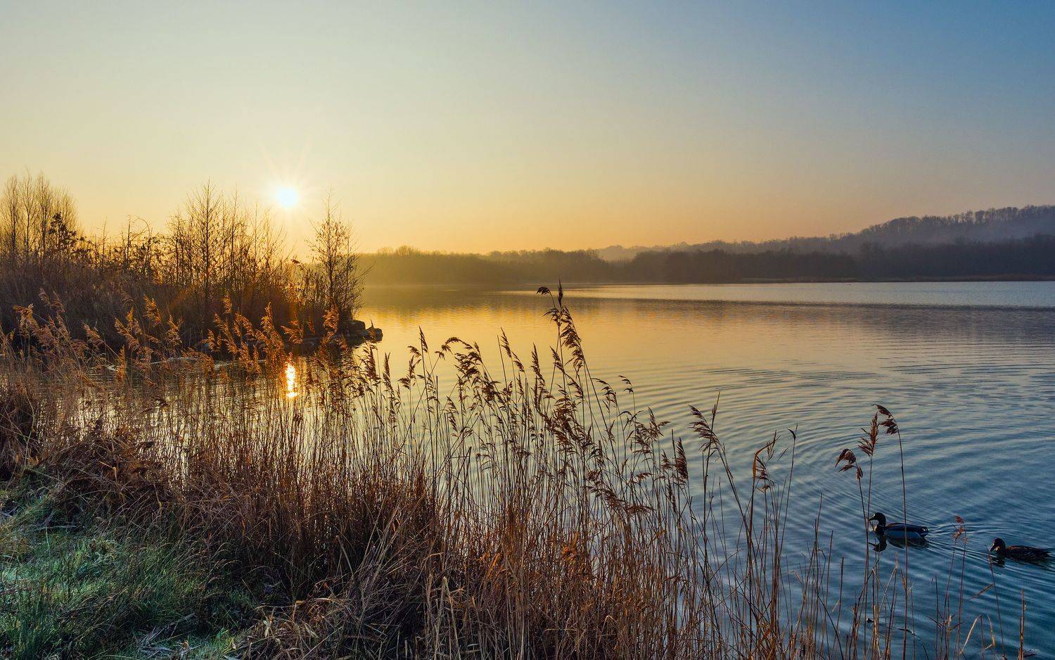 пейзаж утро озеро горы, Тамара