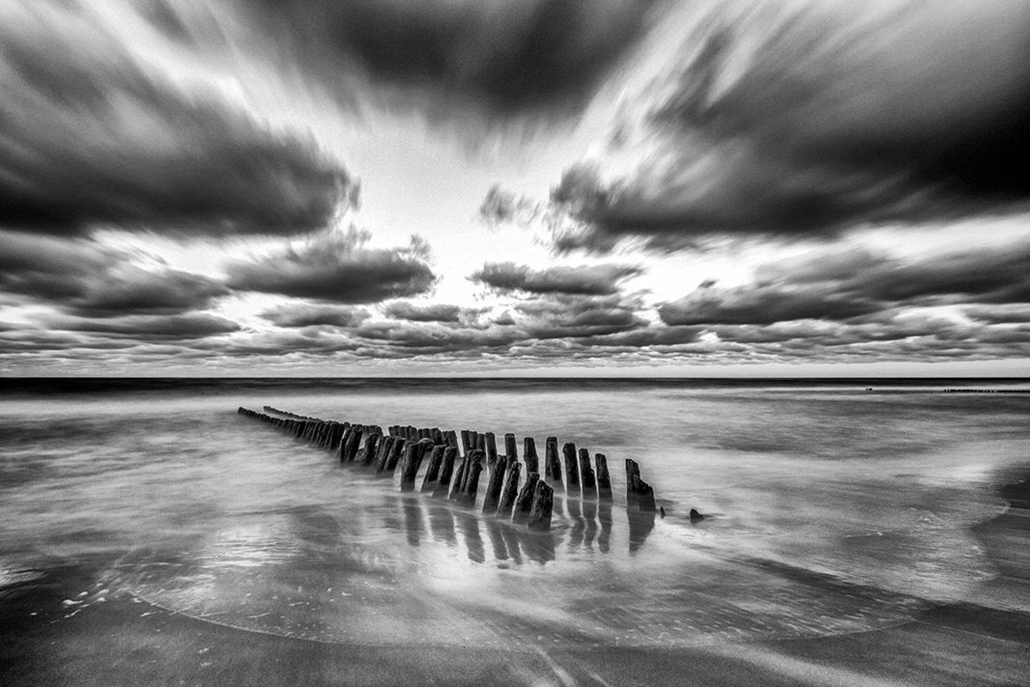 sea, coast, storm, breakwater, clouds, море, берег, шторм, волнорез, облака, Игорь Антипов