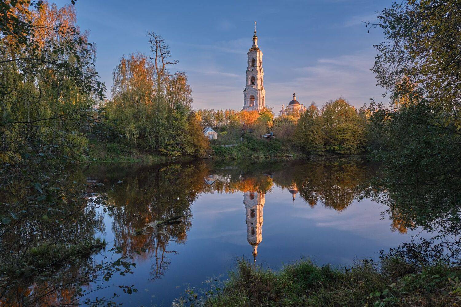 вечер,закат.храм,пруд,отражение, Виталий Полуэктов