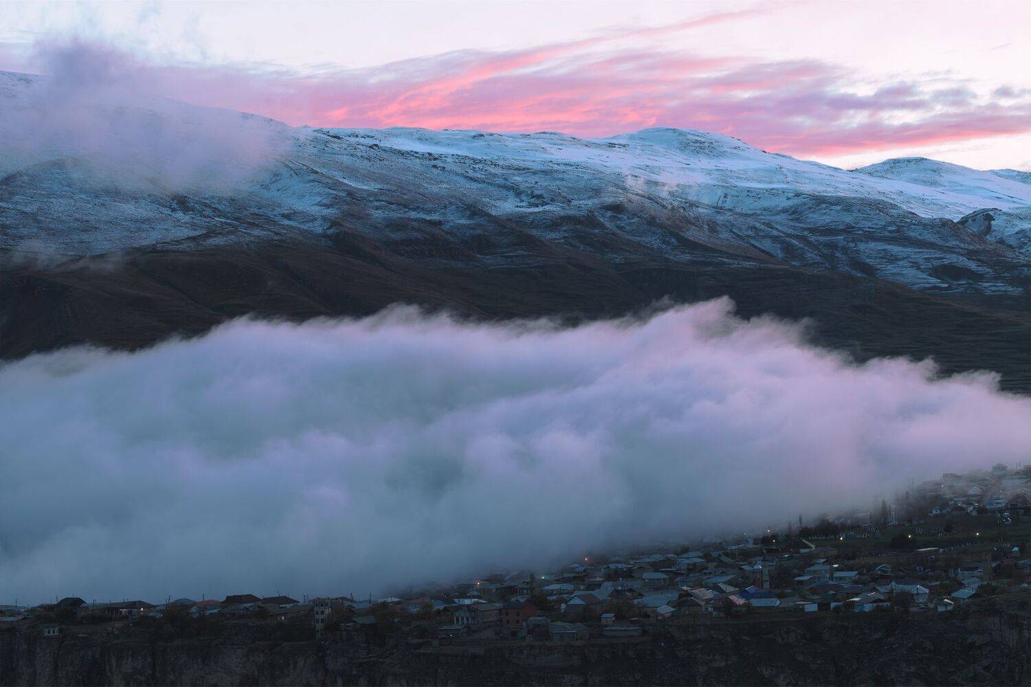 закат, туман, горы, дагестан, весна, хунзах, Дмитрий Шишкин