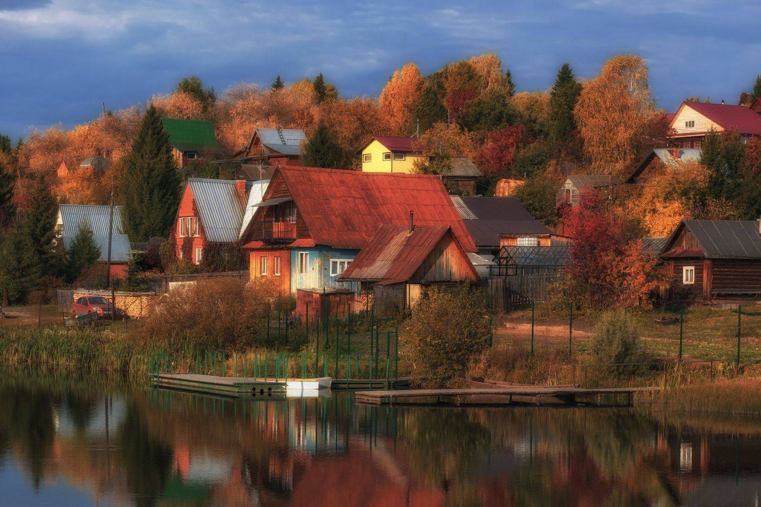 осень, пейзаж, деревня, Евгений Гецев