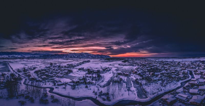 Snowy sunset IRAN Lagroud Daryasar village Guilan Snowy Sunset  фото превью