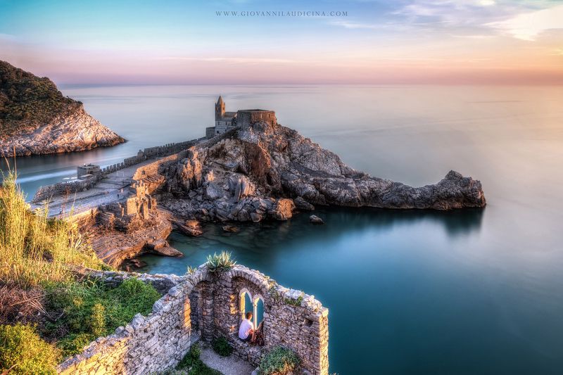 italy, liguria, portovenere, gulf of poets, la spezia, mediterranean, long exposure, blue, sea, rock, sky, sunset, light, coast, landscape, amazing, scenic, travel, destination, coastline, natural, outdoor, love, church, unesco Love in Portovenere фото превью