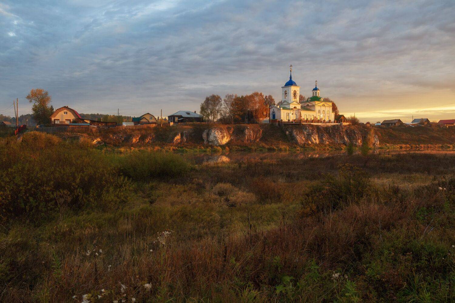 храм, утро, осень, рассвет, слобода, Евгений Гецев