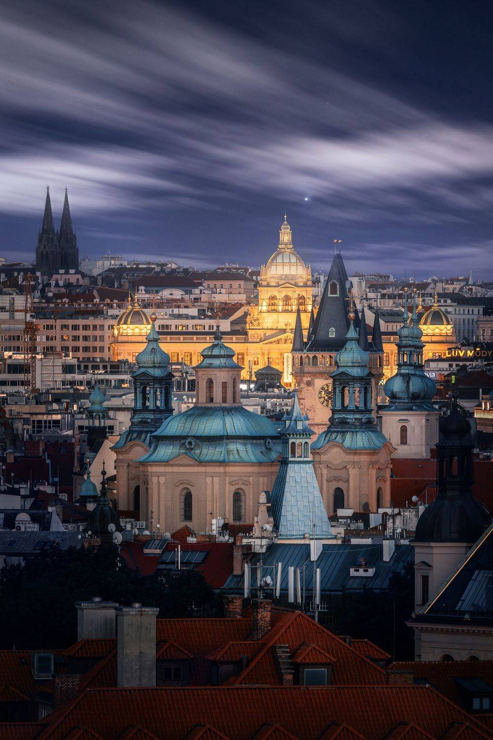 прага, вечер, башни, европа, город, prague, чехия, europe, czech republic, city, ночь, Денис Полтораднев