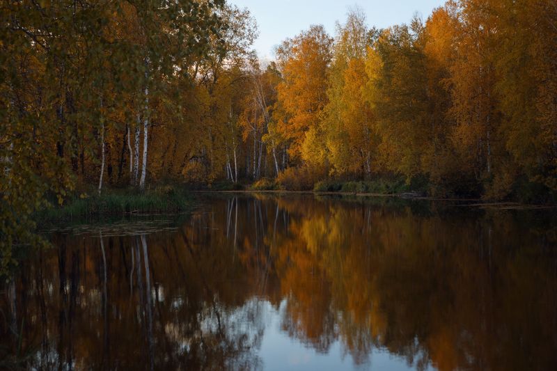 озеро, горы, лес, природа, закат, рассвет, красота, приключения, путешествие, облака Отражение осени фото превью